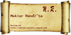 Mekler Renáta névjegykártya